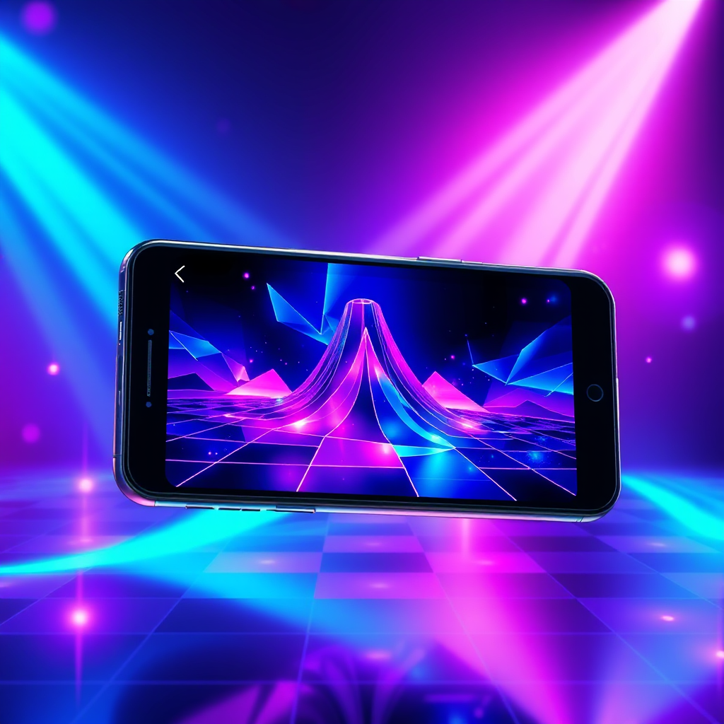 Concept art: audio-reactive visuals glowing on a smartphone
